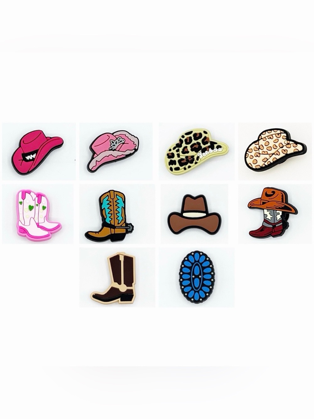10 Pieces Western Cowgirl Shoe Charms For Croc Shoes Cowboy Rodeo Hats Boots
